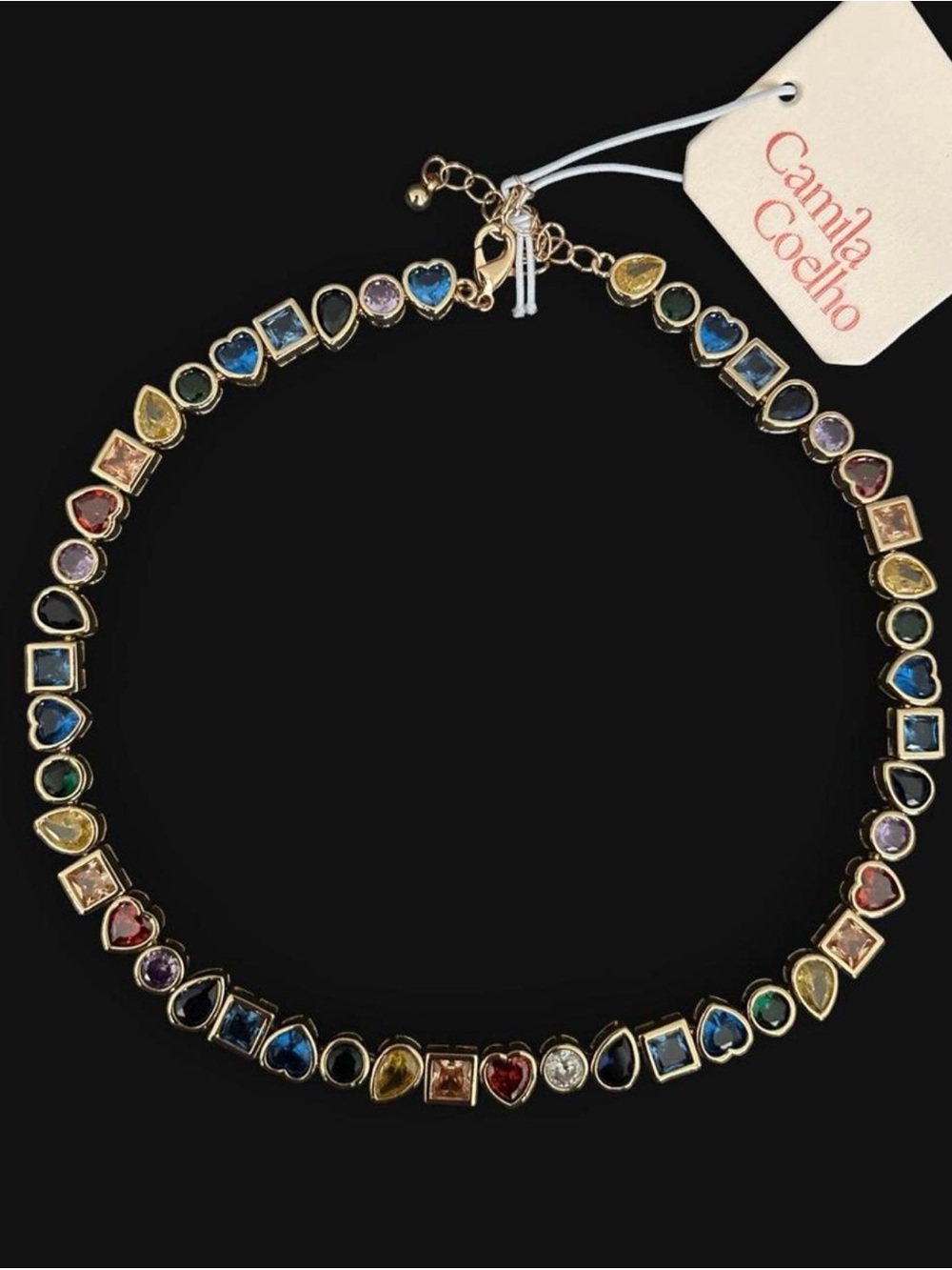 Camila Coelho Multicolor Crystal Choker with Gold Links